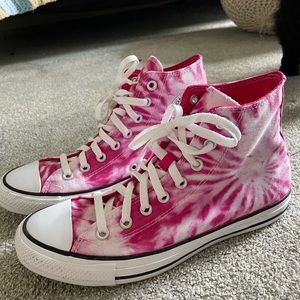 pink and white tie dye converse